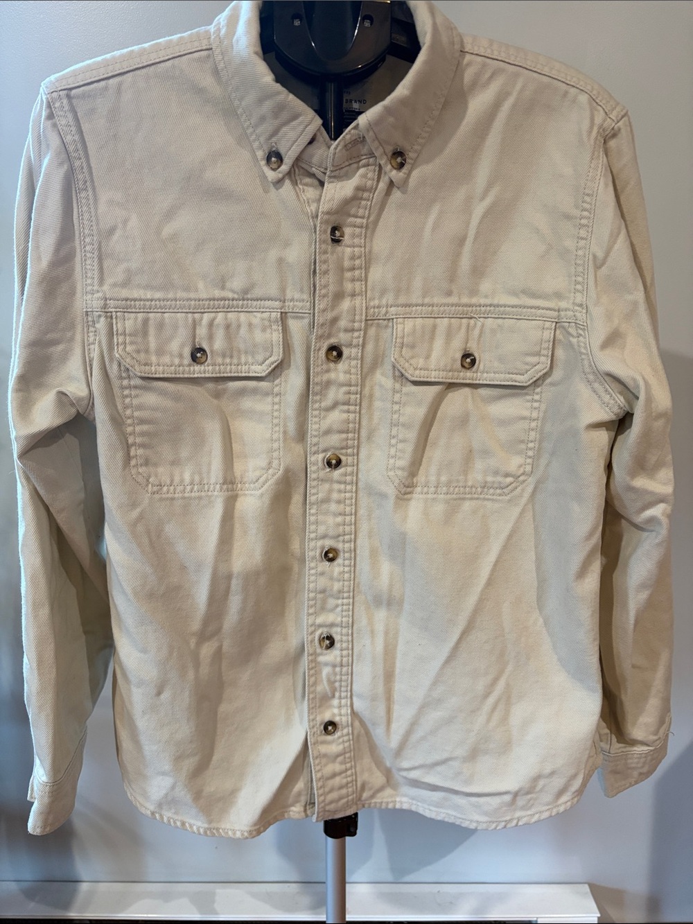 Lucky Brand Cream Lightweight Button-Up Shirt Jacket